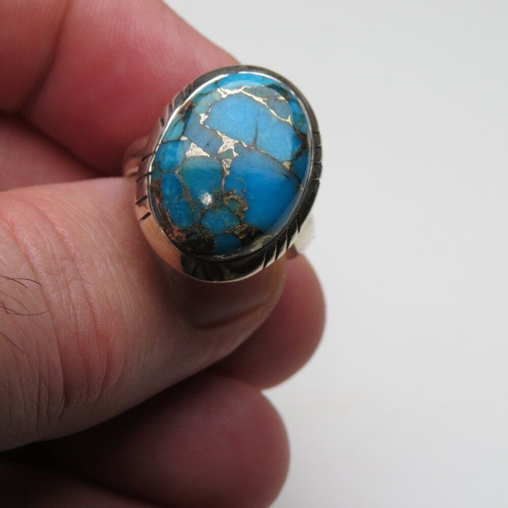 *925 Sterling Silver copper Turquoise Ring